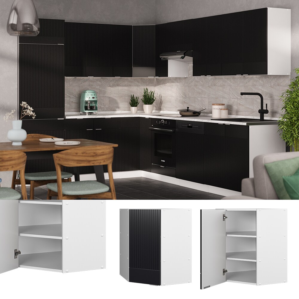 Vicco Eckh&auml;ngeschrank Fame-Line Wei&szlig; Schwarz gestreift 57 cm 