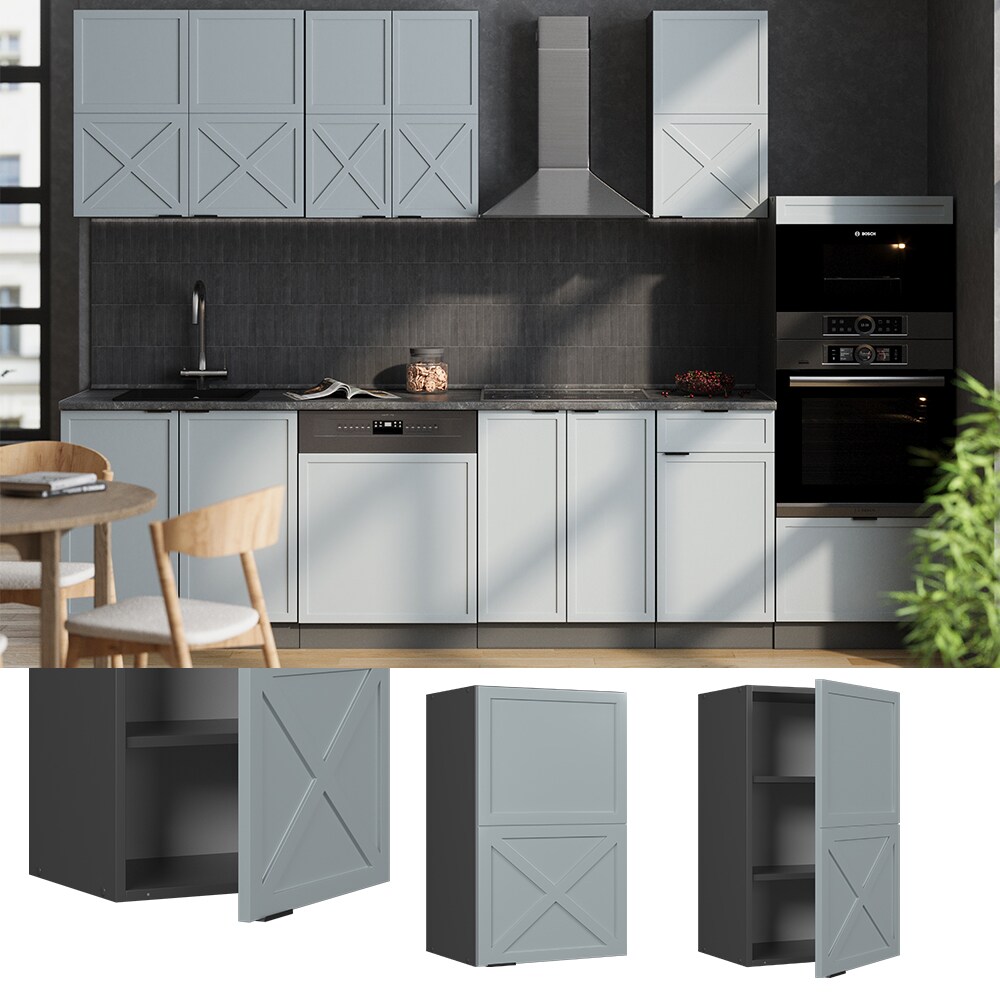 Vicco H&auml;ngeschrank Fame-Line Anthrazit Hellblau-Grau gerahmt 45 cm 