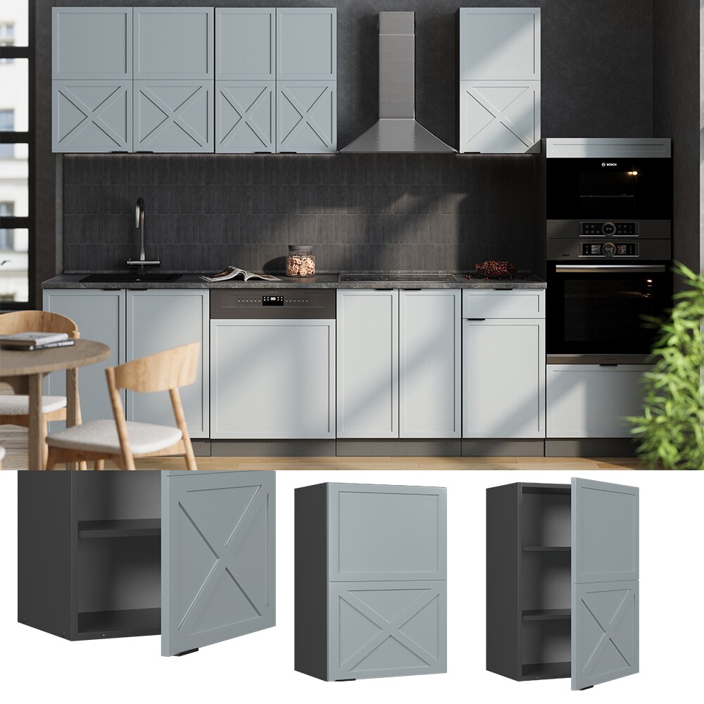 Vicco H&auml;ngeschrank Fame-Line Anthrazit Hellblau-Grau gerahmt 50 cm 