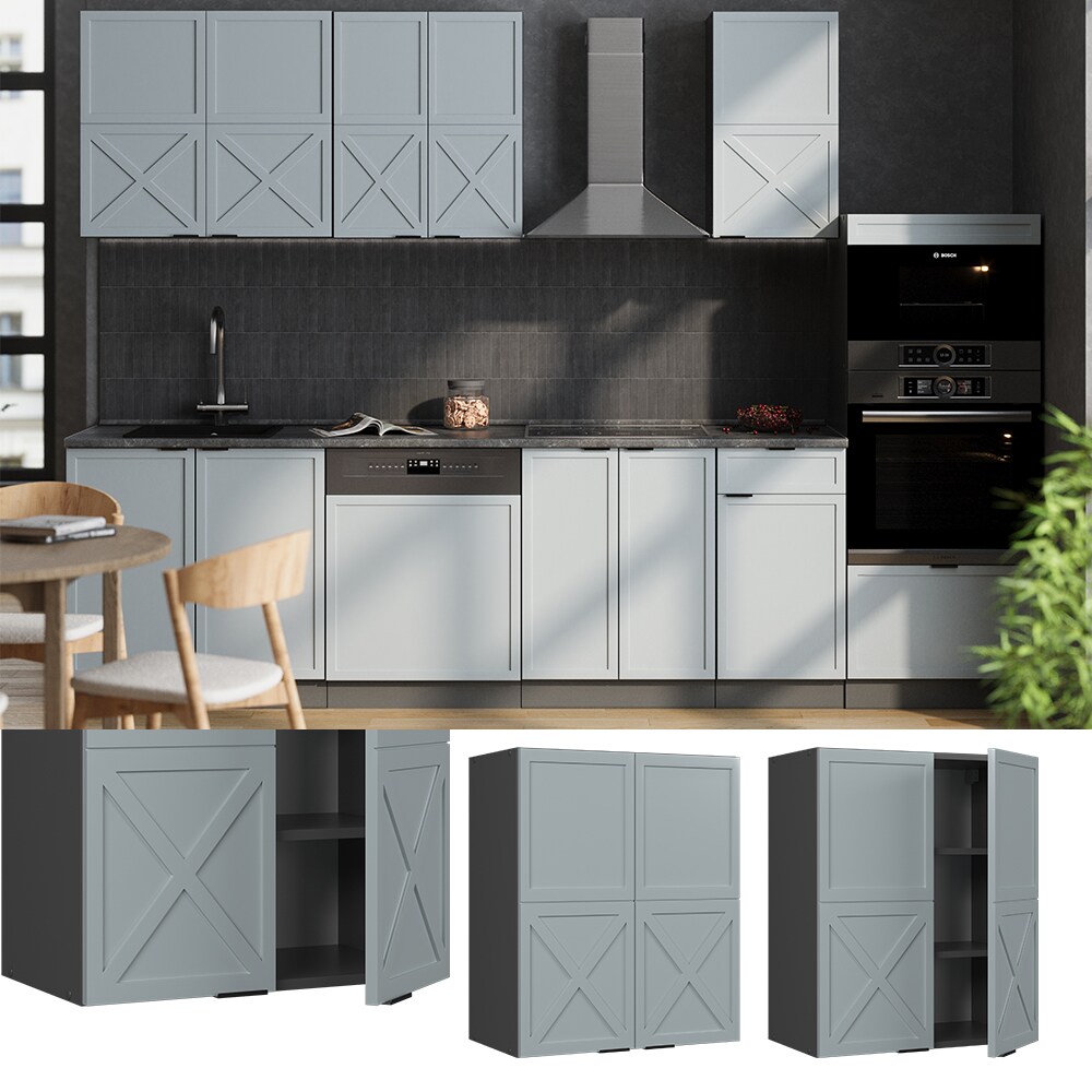 Vicco H&auml;ngeschrank Fame-Line Anthrazit Hellblau-Grau gerahmt 60 cm 