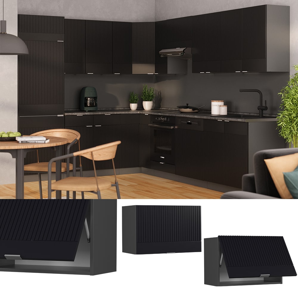 Vicco H&auml;ngeschrank Fame-Line Anthrazit Schwarz gestreift 60 cm flach 