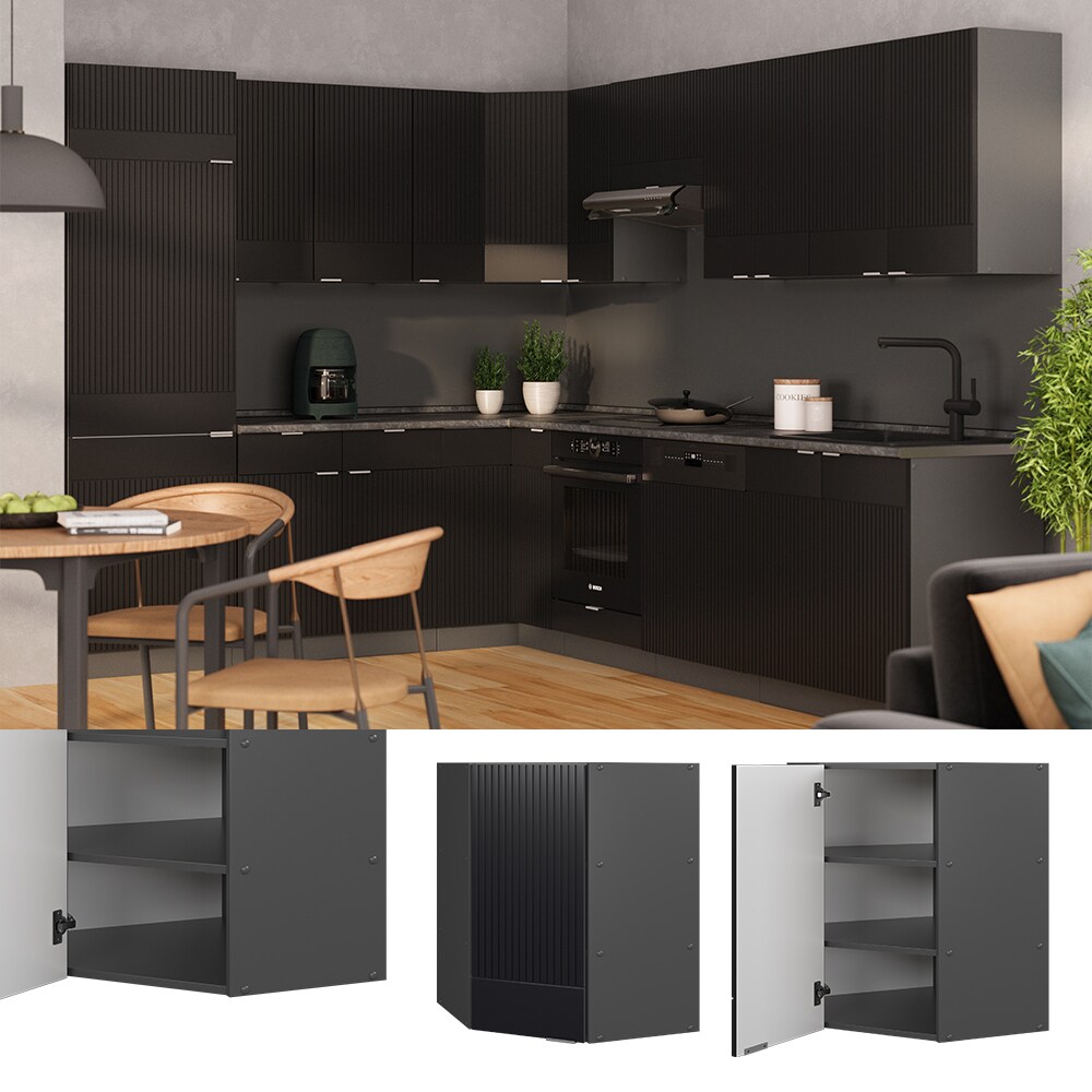 Vicco Eckh&auml;ngeschrank Fame-Line Anthrazit Schwarz gestreift 57 cm 