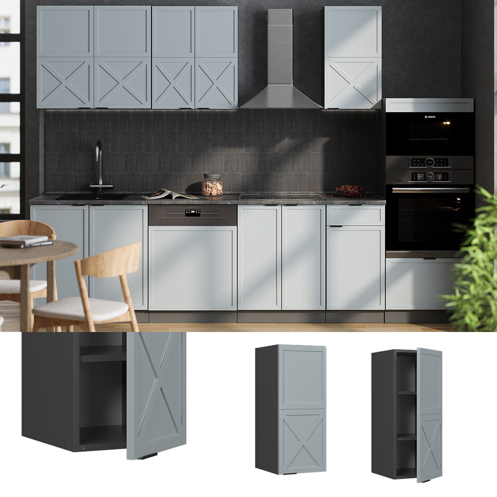 Vicco H&auml;ngeschrank Fame-Line Anthrazit Hellblau-Grau gerahmt 30 cm 