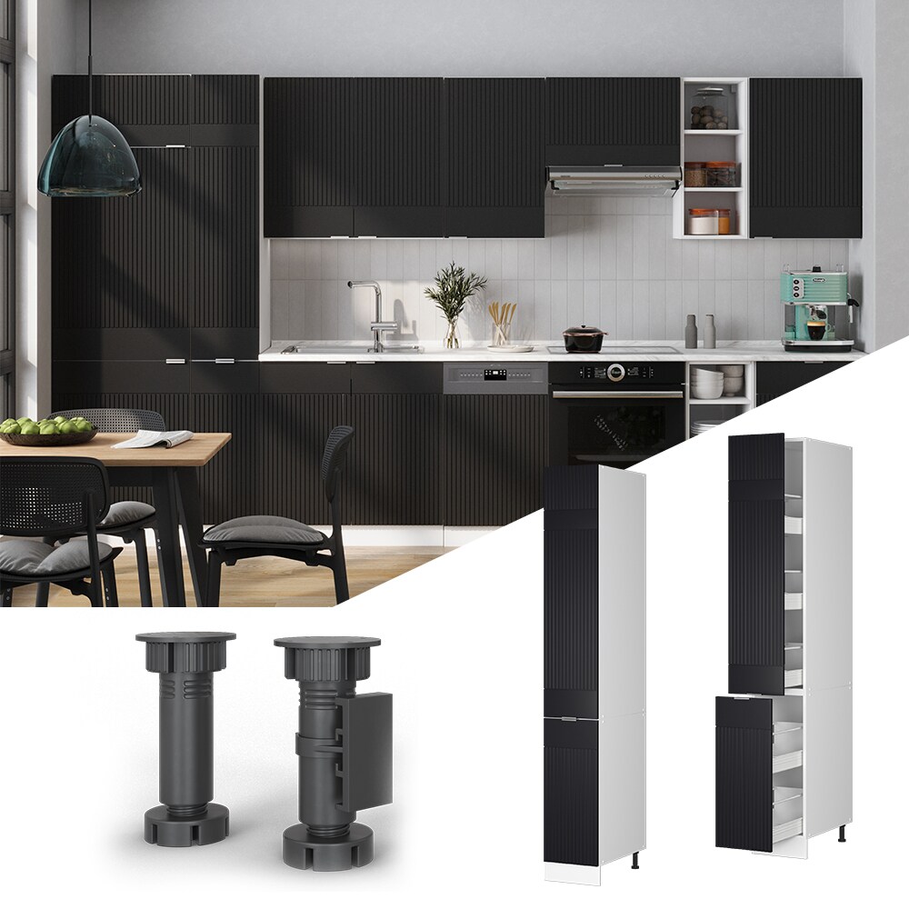 Vicco Apothekerhochschrank Fame-Line Wei&szlig; Schwarz gestreift 30 cm 