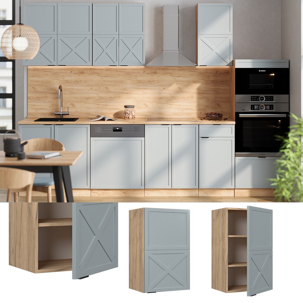 Vicco H&auml;ngeschrank Fame-Line Eiche Hellblau-Grau gerahmt 45 cm 