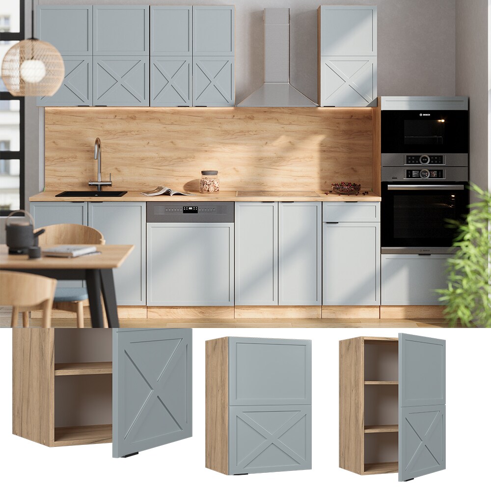 Vicco H&auml;ngeschrank Fame-Line Eiche Hellblau-Grau gerahmt 50 cm 