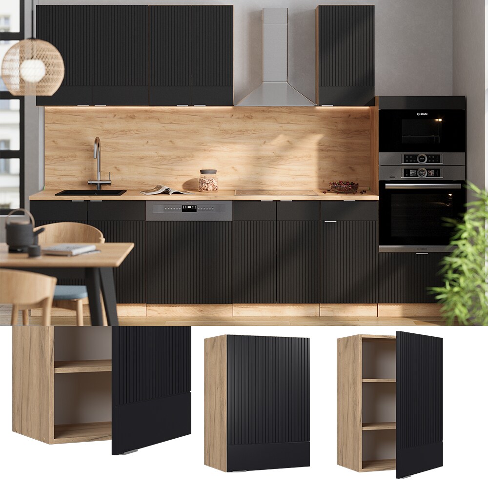 Vicco H&auml;ngeschrank Fame-Line Eiche Schwarz gestreift 50 cm 