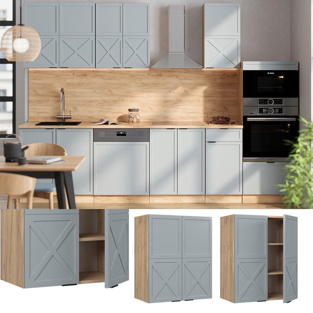 Vicco H&auml;ngeschrank Fame-Line Eiche Hellblau-Grau gerahmt 60 cm 