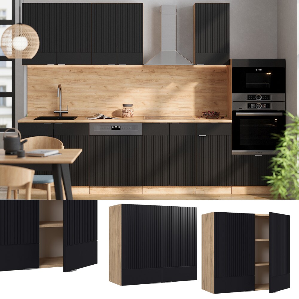 Vicco H&auml;ngeschrank Fame-Line Eiche Schwarz gestreift 80 cm 