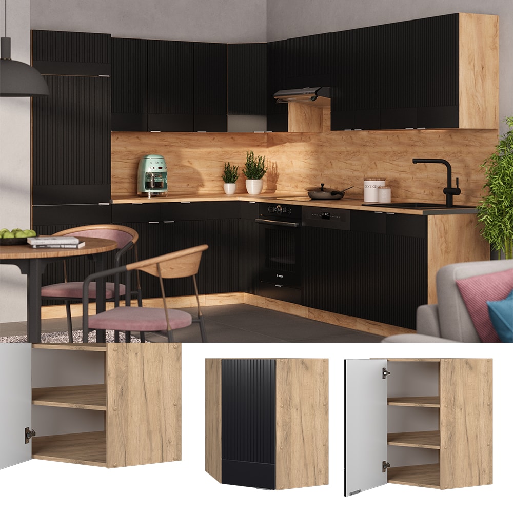 Vicco Eckh&auml;ngeschrank Fame-Line Eiche Schwarz gestreift 57 cm 