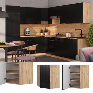 Vicco Eckhängeschrank Fame-Line Eiche Schwarz gestreift 57 cm 