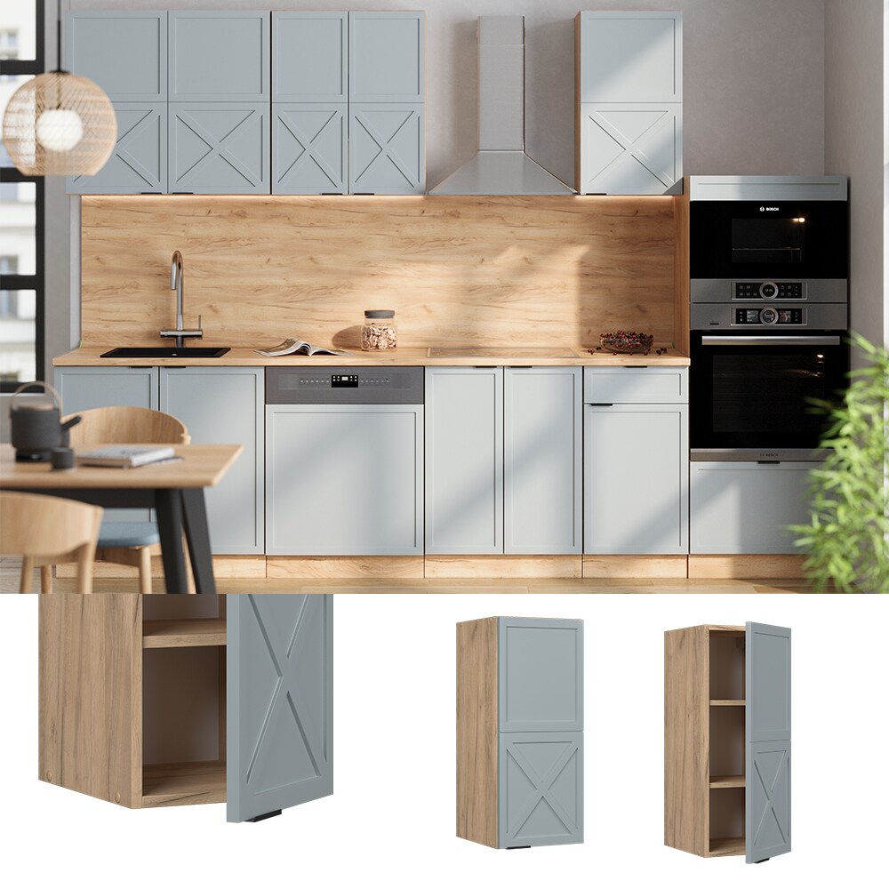 Vicco H&auml;ngeschrank Fame-Line Eiche Hellblau-Grau gerahmt 30 cm 