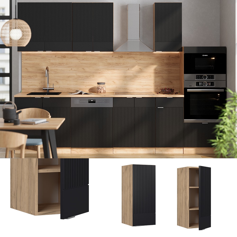 Vicco H&auml;ngeschrank Fame-Line Eiche Schwarz gestreift 30 cm 