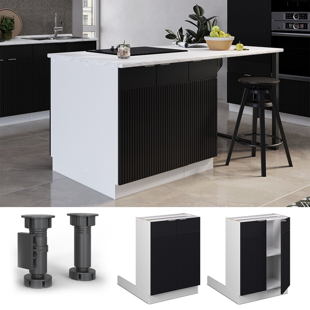 Vicco Regalinselunterschrank Fame-Line Wei&szlig; Schwarz gestreift 60 cm 