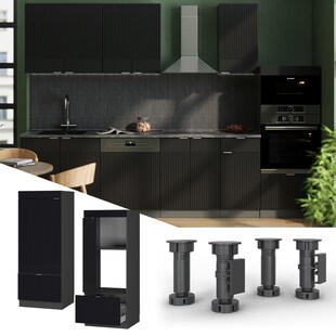 Vicco Mikrowellenschrank Fame-Line Anthrazit Schwarz gestreift 60 cm mit Schublade & Tür 