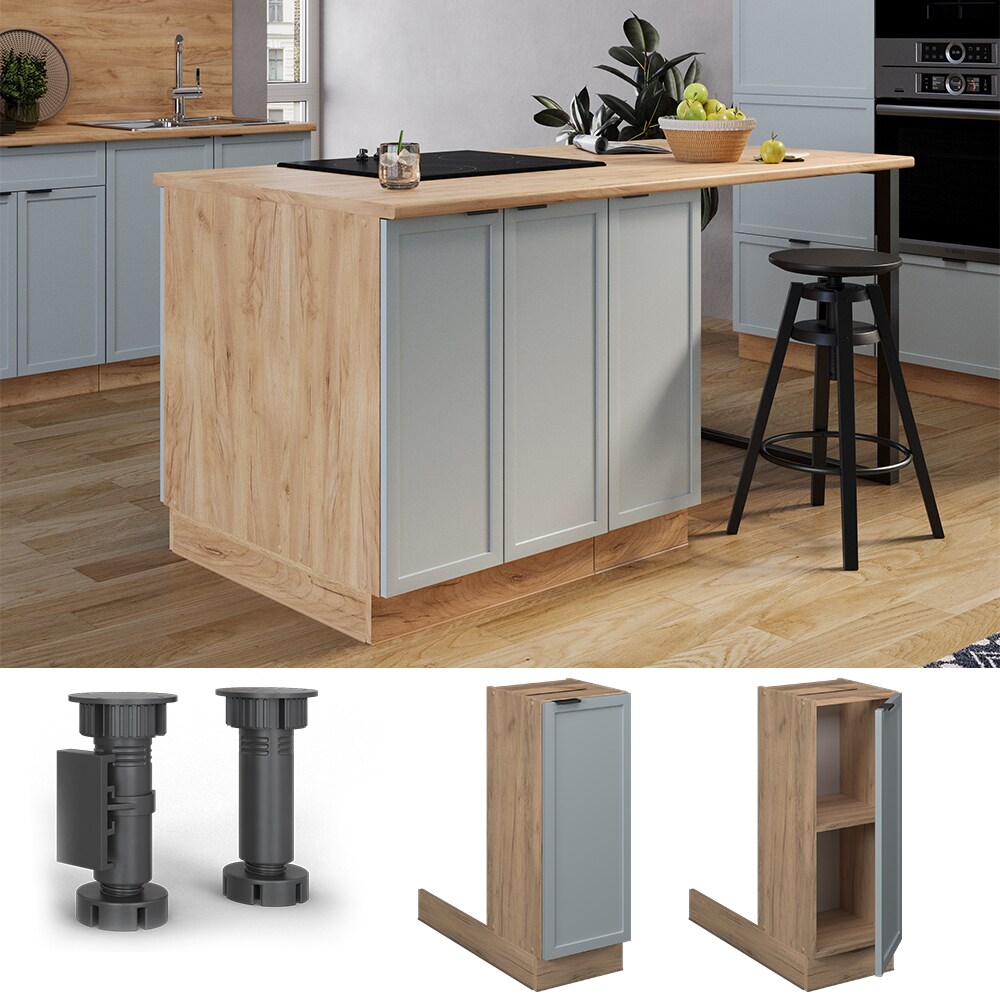 Vicco Regalinselunterschrank Fame-Line Eiche Hellblau-Grau gerahmt 30 cm 