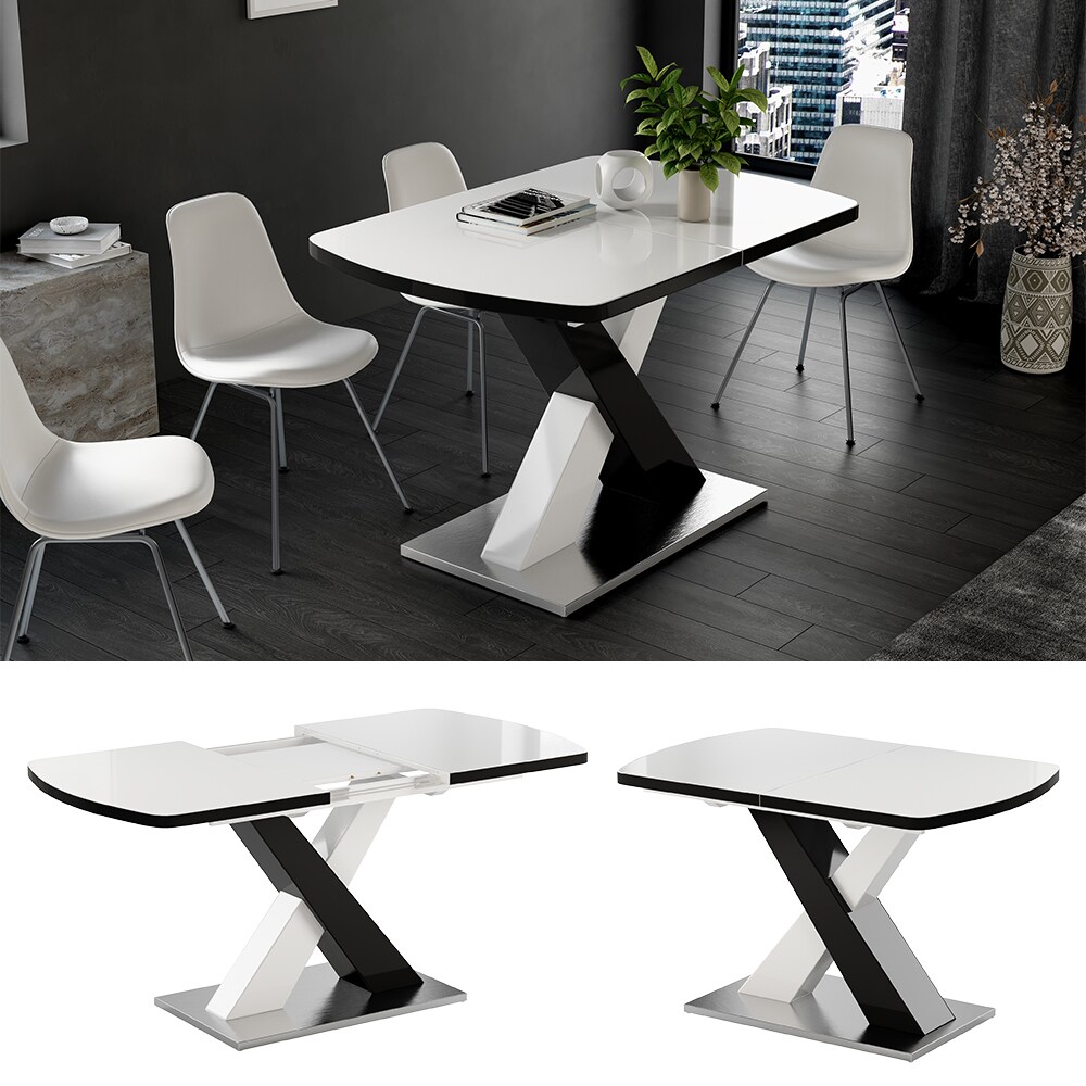Vicco Esstisch Chinto Schwarz Wei&szlig; Hochglanz 120 x 80 cm 