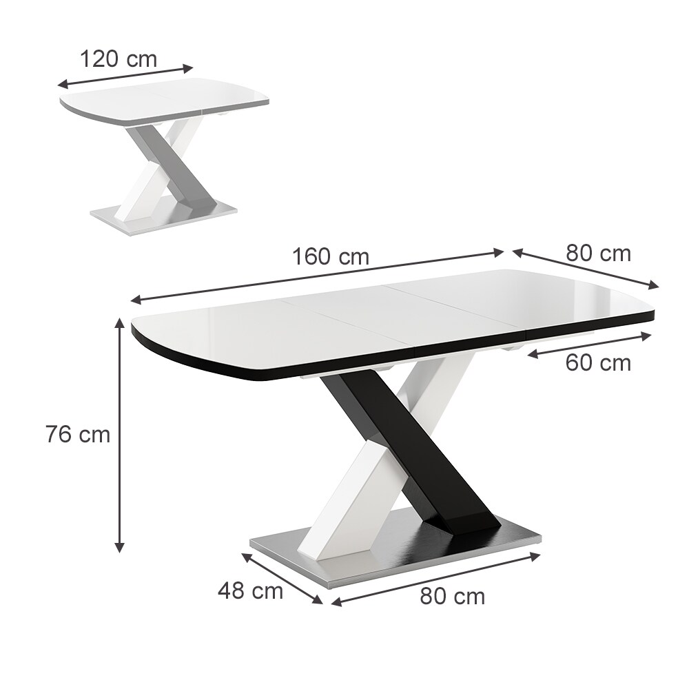 Vicco Trill Esstisch Ausziehbar - Weiß/Schwarz | 140-190 Cm | Perfekt Fürs Esszimmer