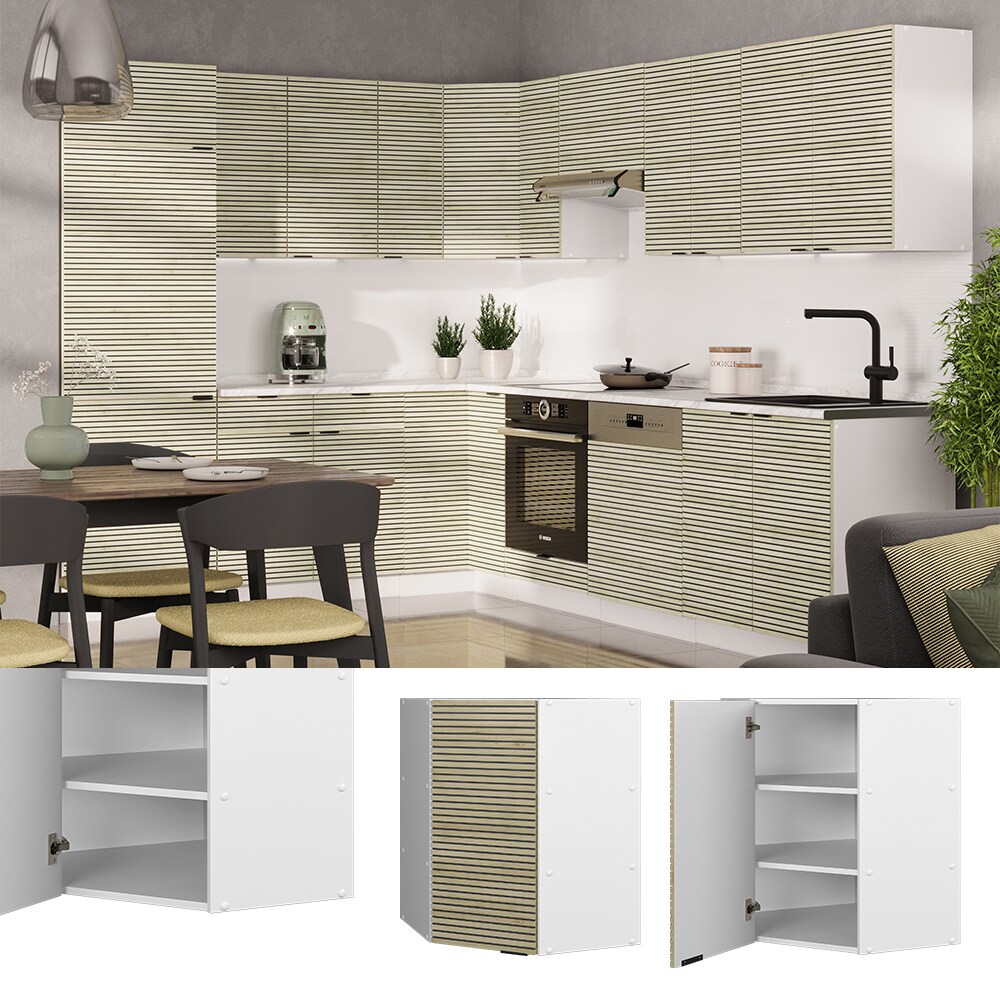 Vicco Eckh&auml;ngeschrank Fame-Line Wei&szlig; Eiche gefr&auml;st 57 cm 