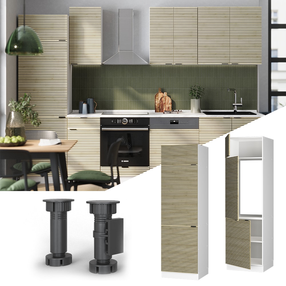 Vicco K&uuml;hlumbauschrank Fame-Line Wei&szlig; Eiche gefr&auml;st 60 cm 