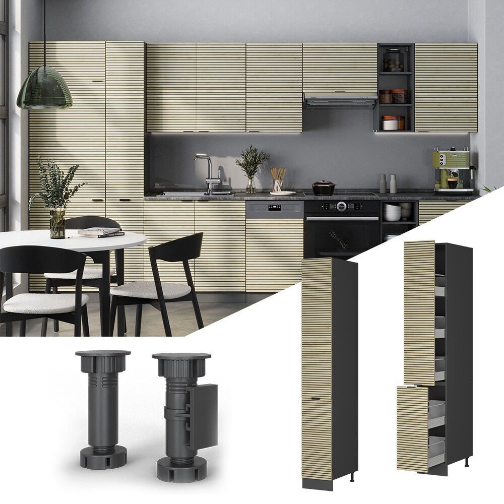 Vicco Apothekerhochschrank Fame-Line Anthrazit Eiche gefr&auml;st 30 cm 