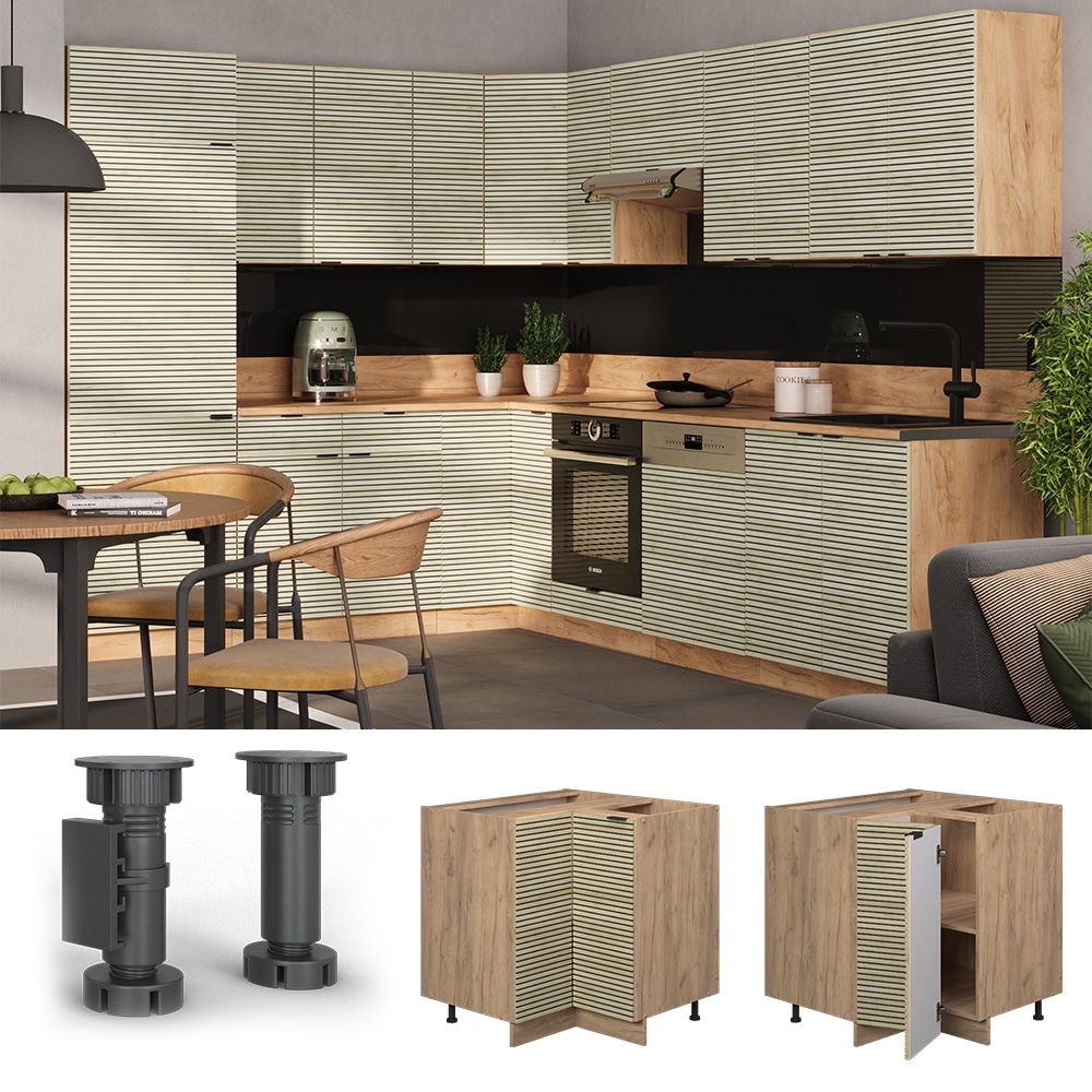 Vicco Eckunterschrank Fame-Line Eiche gefr&auml;st 87 cm ohne Arbeitsplatte 