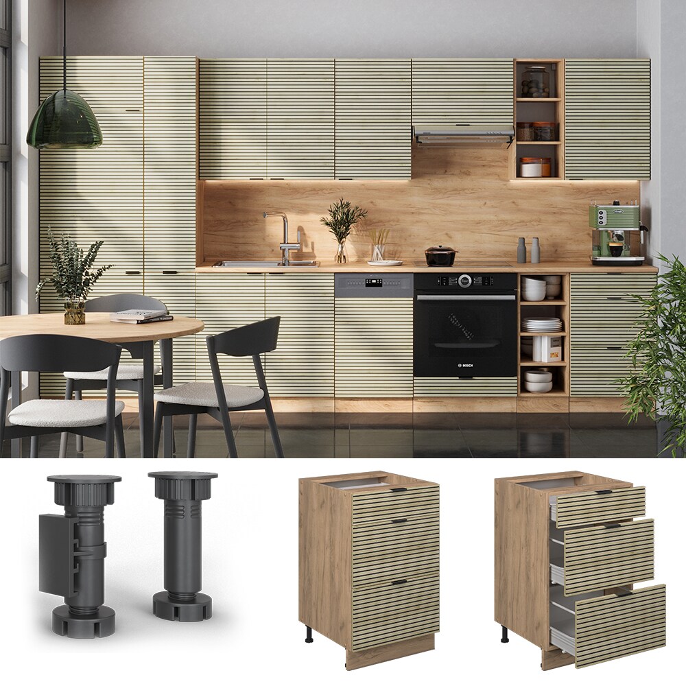 Vicco Schubladenunterschrank Fame-Line Eiche gefr&auml;st 50 cm ohne Arbeitsplatte 