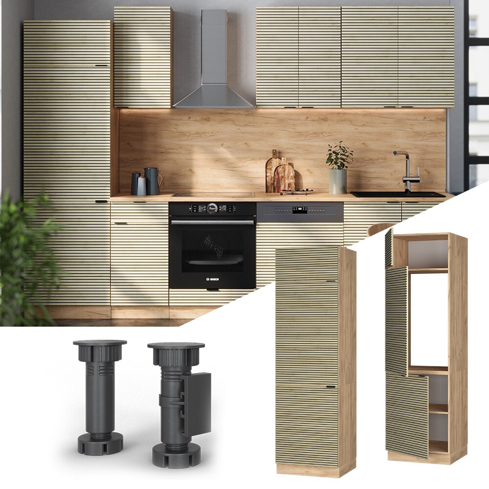 Vicco K&uuml;hlumbauschrank Fame-Line Eiche gefr&auml;st 60 cm 