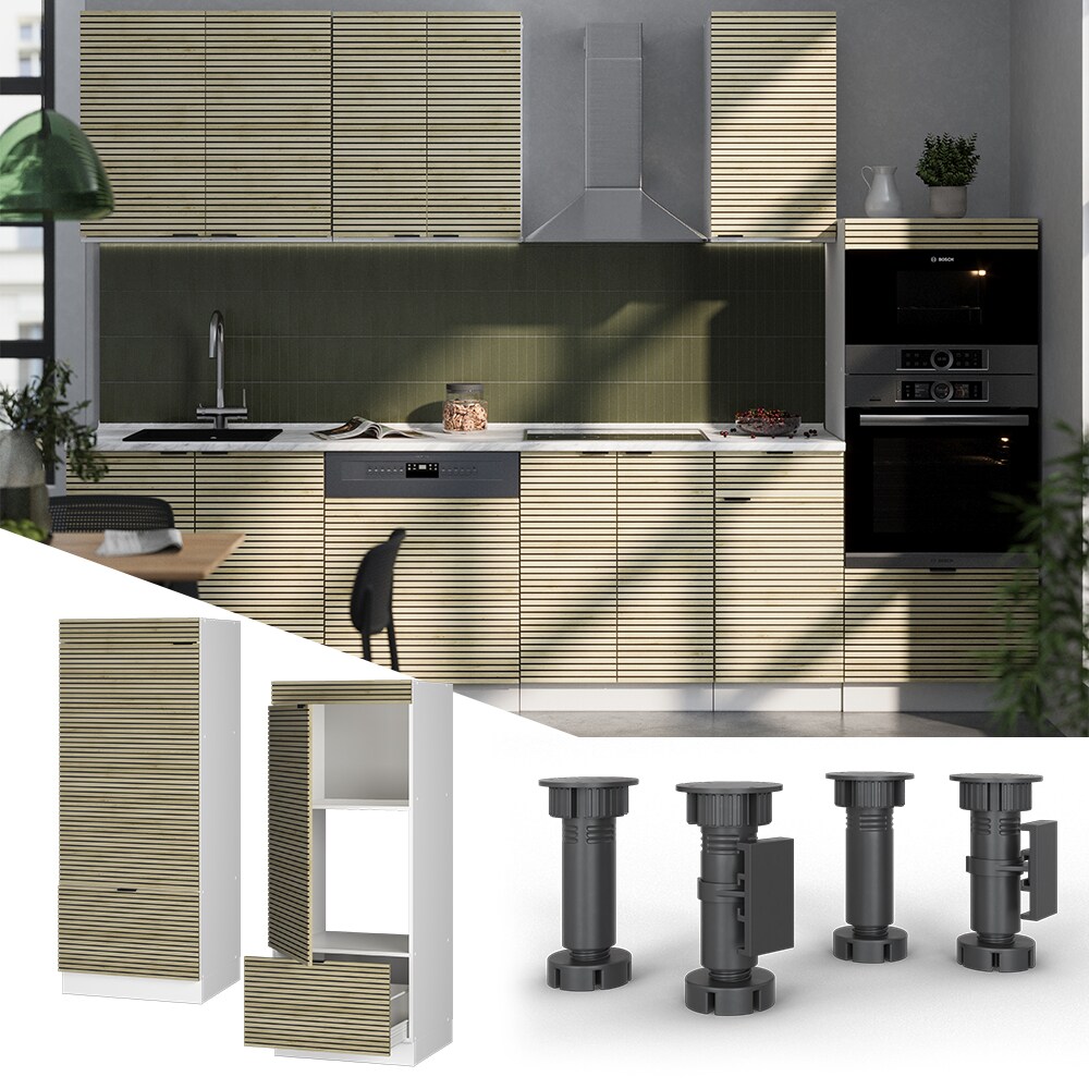 Vicco Mikrowellenschrank Fame-Line Wei&szlig; Eiche gefr&auml;st 60 cm mit Schublade & T&uuml;r 