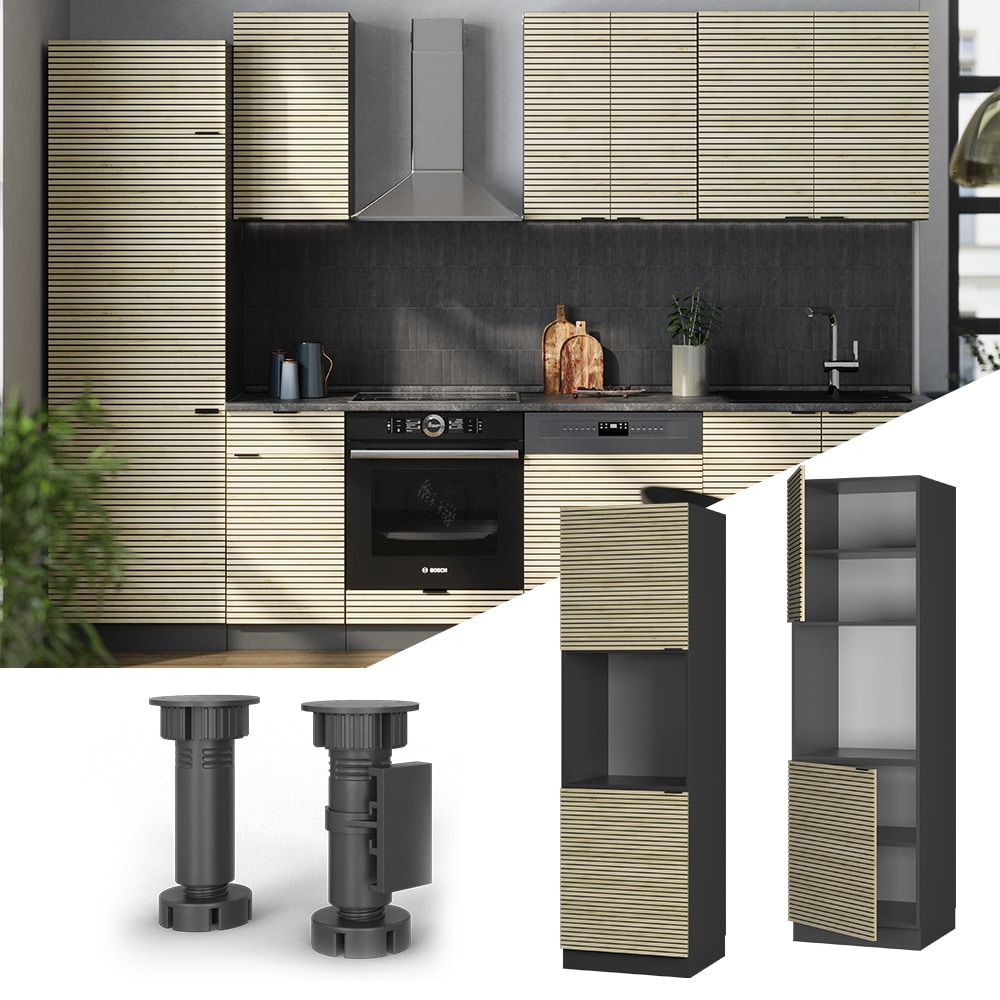 Vicco Vorratsschrank Fame-Line Anthrazit Eiche gefr&auml;st 60 cm 2 T&uuml;ren 