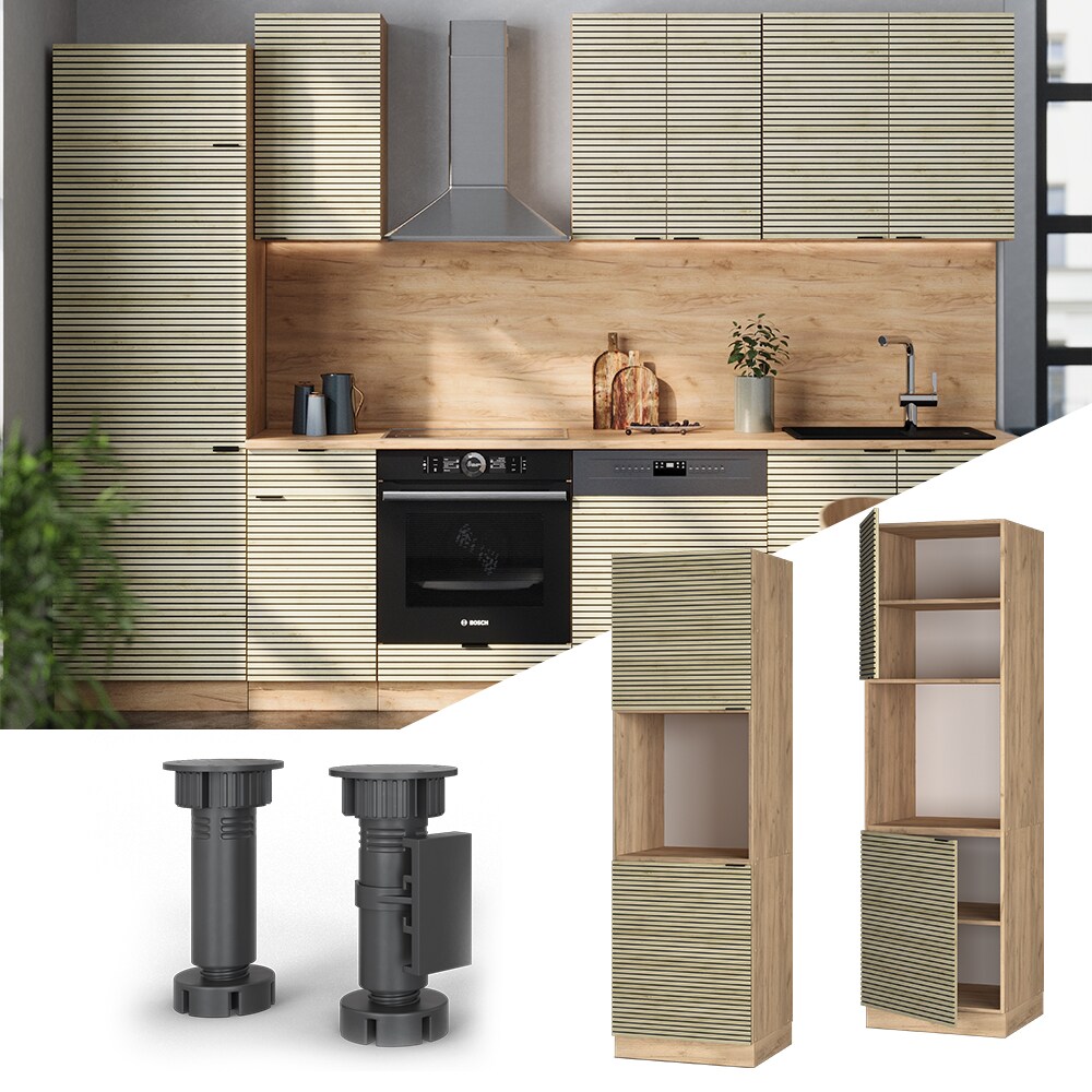 Vicco Vorratsschrank Fame-Line Eiche gefr&auml;st 60 cm 2 T&uuml;ren 