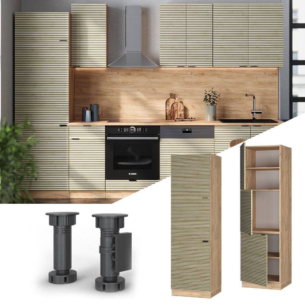 Vicco Vorratsschrank Fame-Line Eiche gefr&auml;st 60 cm 3 T&uuml;ren 