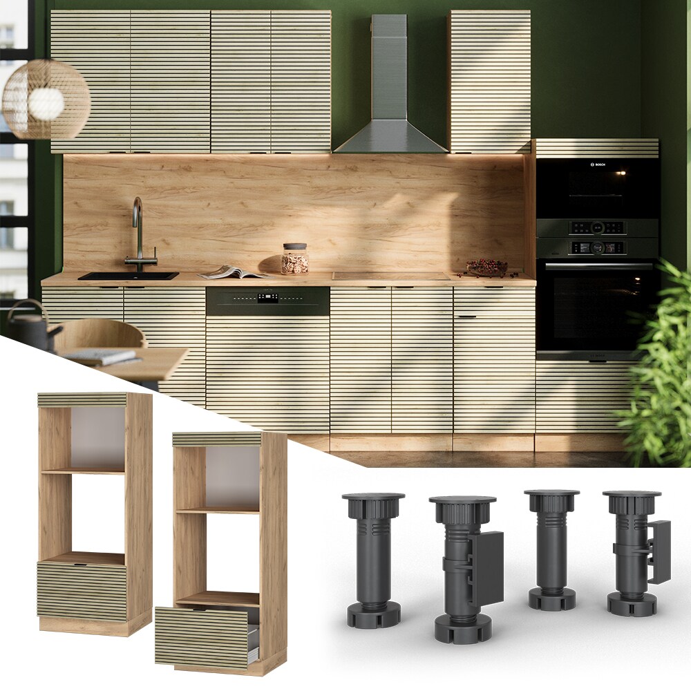 Vicco Mikrowellenschrank Fame-Line Eiche gefr&auml;st 60 cm mit Schublade 