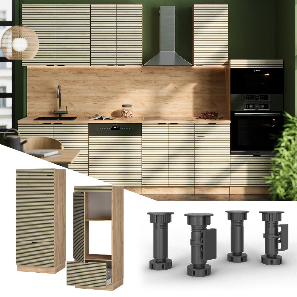 Vicco Mikrowellenschrank Fame-Line Eiche gefr&auml;st 60 cm mit Schublade & T&uuml;r 