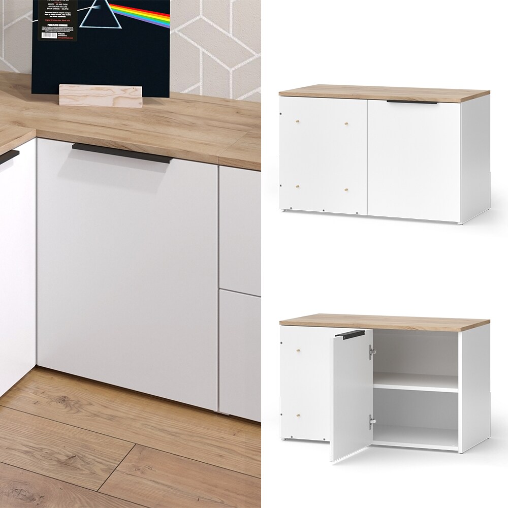 Vicco Eckkommode Wido Wei&szlig; Eiche 80 x 50 cm mit T&uuml;r 