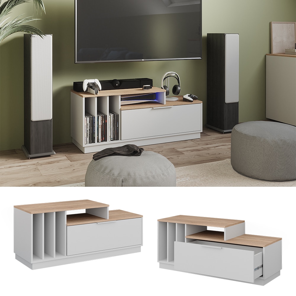 Vicco Lowboard Betti Wei&szlig; Sonoma 120 x 49,9 cm 