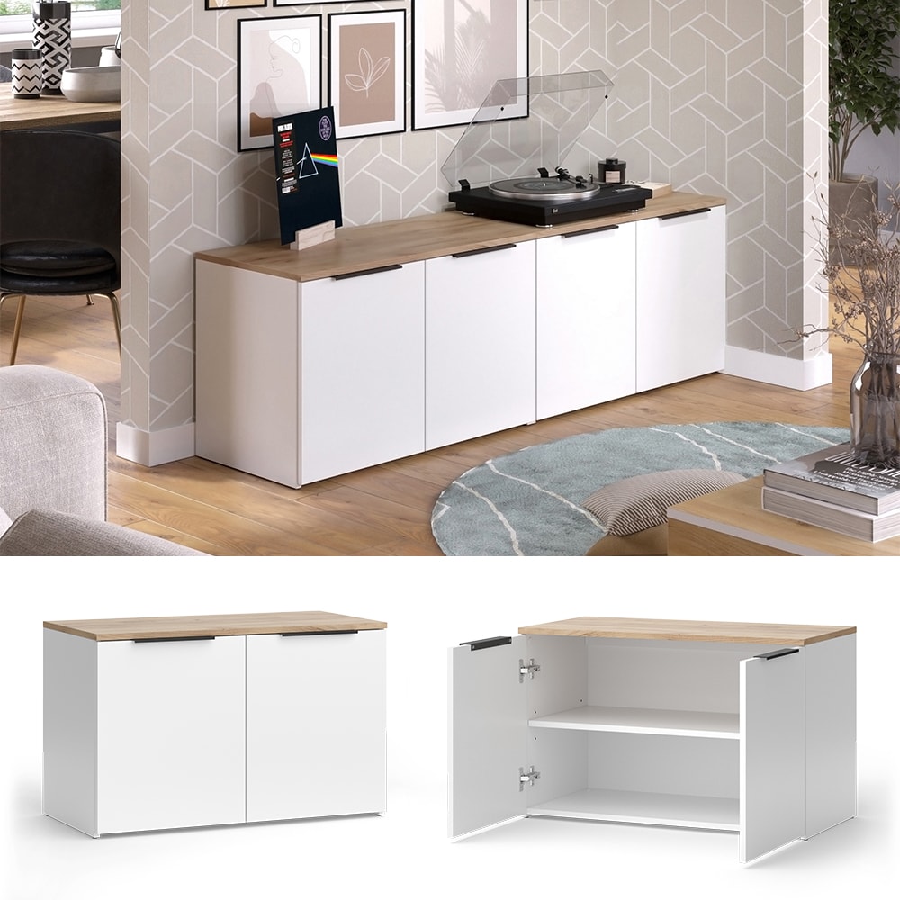 Vicco Wohnwand Wido Wei&szlig; Eiche 2 Teile 