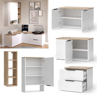 Vicco Wohnwand Wido Weiß Eiche 5 Teile 