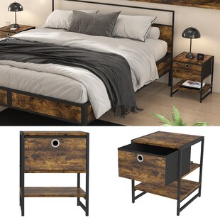 Vicco Nachttisch Fyrk Eiche rustikal 40 x 50 cm 2er Set 