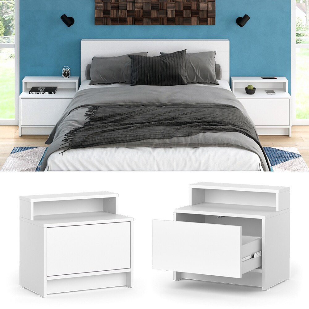 Vicco Nachttisch Naara Wei&szlig; 50,2 x 46,4 cm 2er Set 