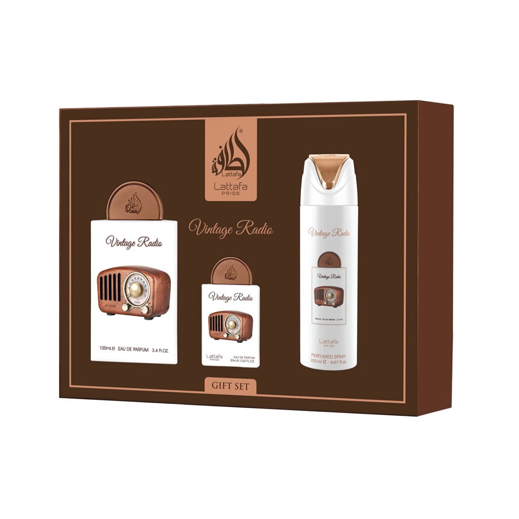 Lattafa Pride Vintage Radio EDP 100 ml + EDP 20 ml + Körperspray 200 ml (Unisex) 
