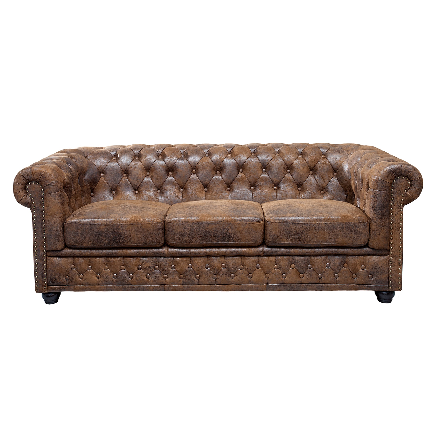 riess-ambiente 3er Sofa CHESTERFIELD - 205cm antik braun mit Knopfheftung und Federkern 