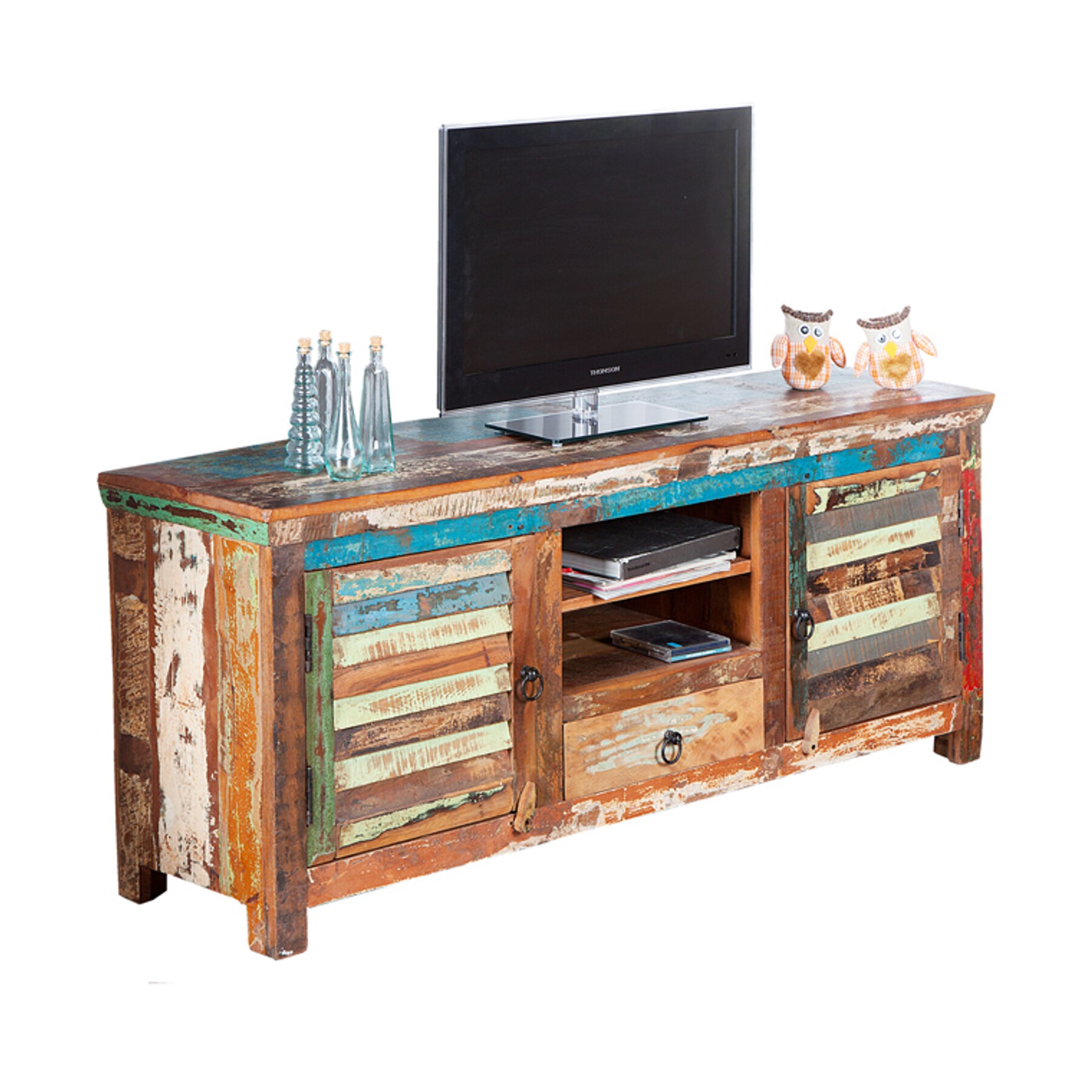 riess-ambiente TV-Board JAKARTA - 150cm bunt recyceltes Massivholz 