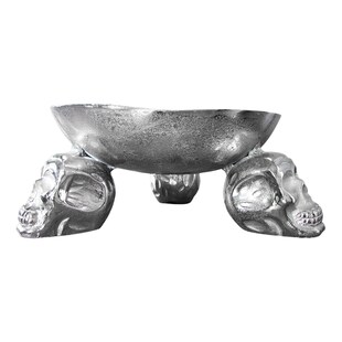riess-ambiente Obstschale SKULL - 35cm silber Aluminium Totenkopf Schale 