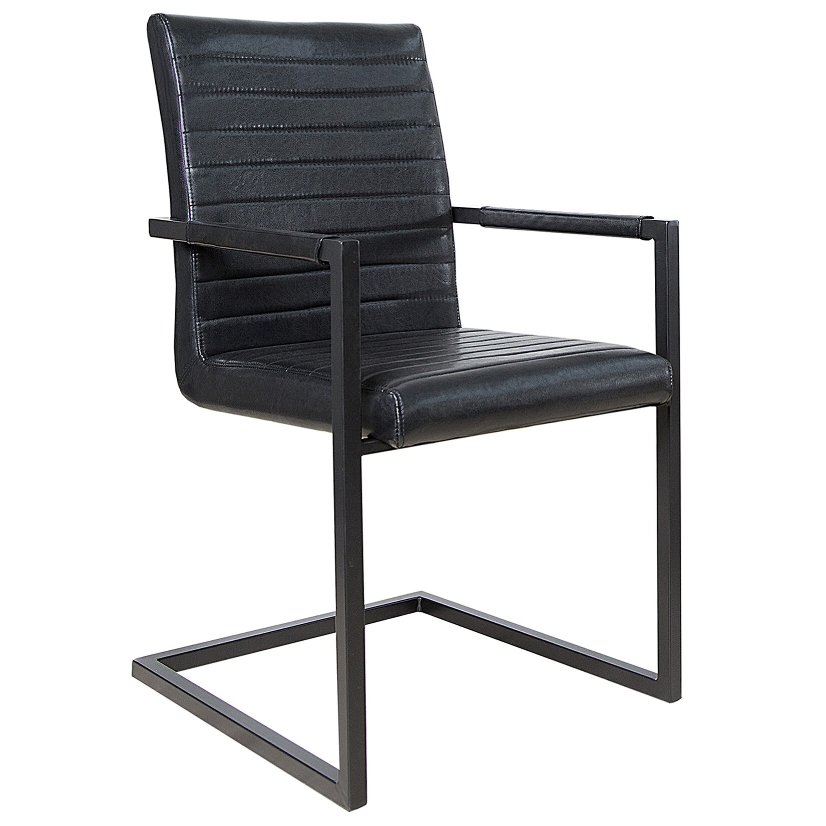 riess-ambiente Stuhl LOFT - antik schwarz mit Armlehne Eisengestell Freischwinger Industrial