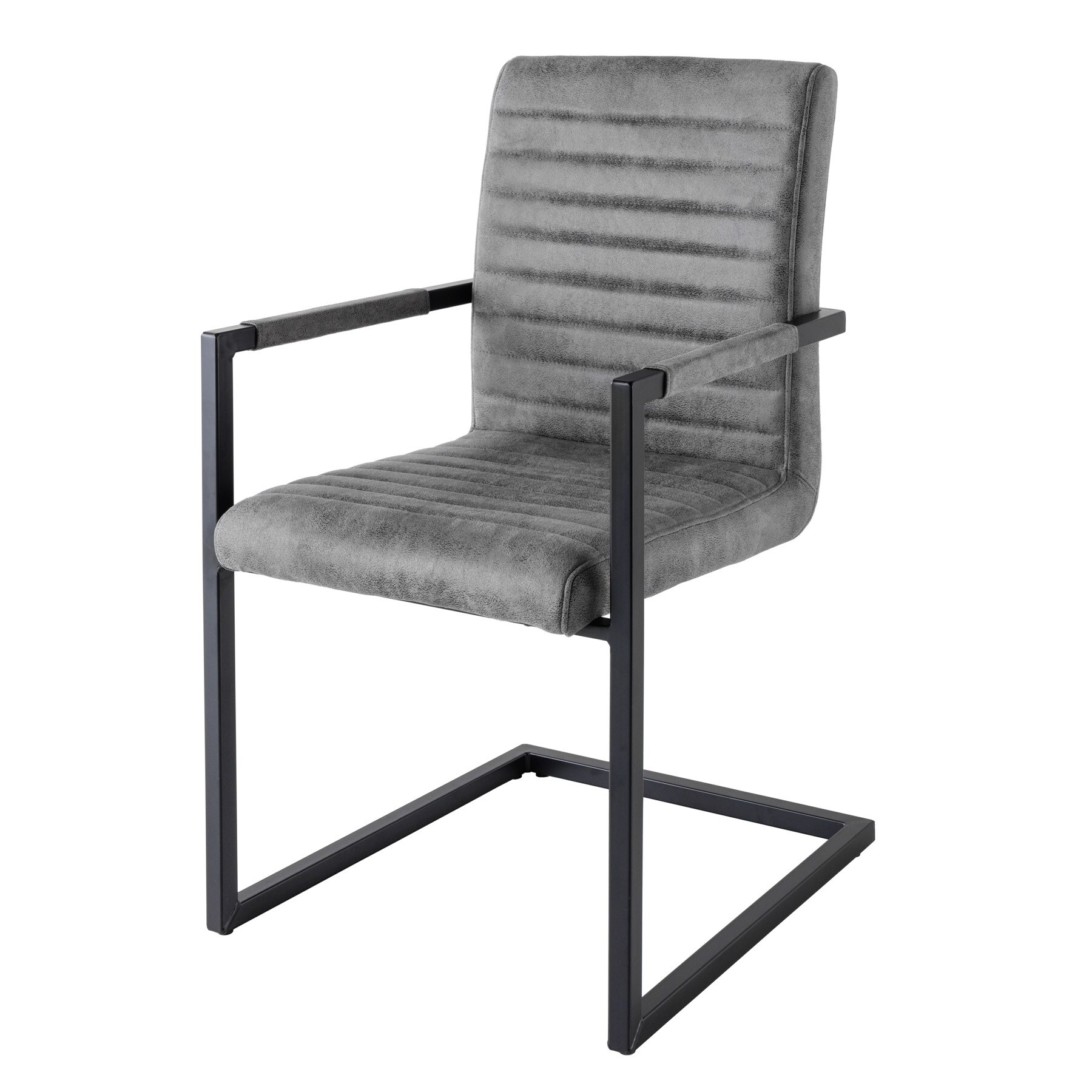 riess-ambiente Stuhl LOFT - vintage grau Armlehnen Eisengestell Esszimmerstuhl Freischwinger Industrial 