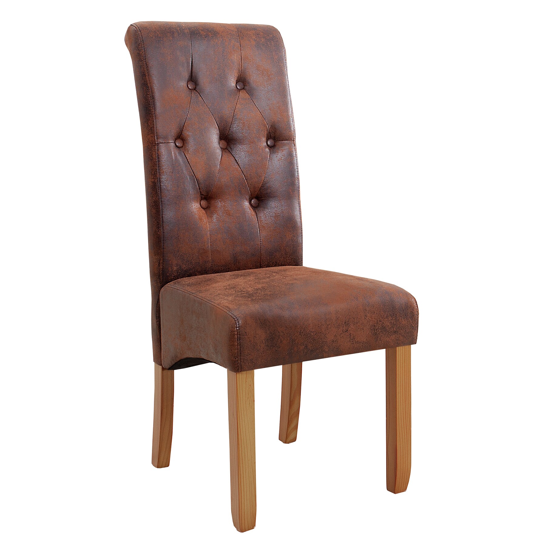 riess-ambiente Stuhl CASA - edel vintage braun mit Zierkn&ouml;pfen Massivholzbeine Microfaser pflegeleicht 