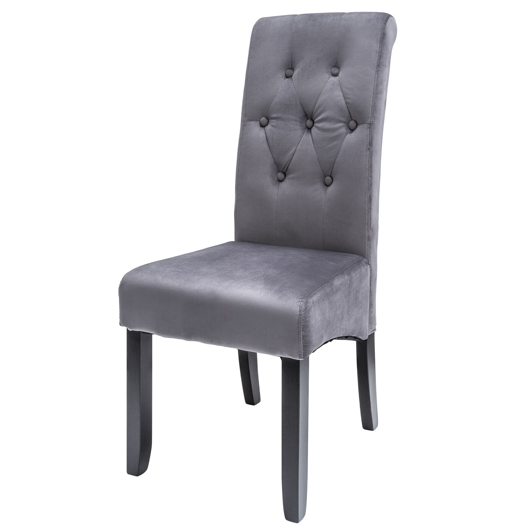 riess-ambiente Stuhl CASA - grau Samt mit Zierkn&ouml;pfen Massivholzbeine Esszimmer modern 