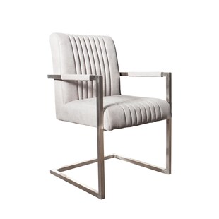 riess-ambiente Armlehnenstuhl BIG ASTON - stone grau Edelstahl gebürstet Moderner Freischwinger 