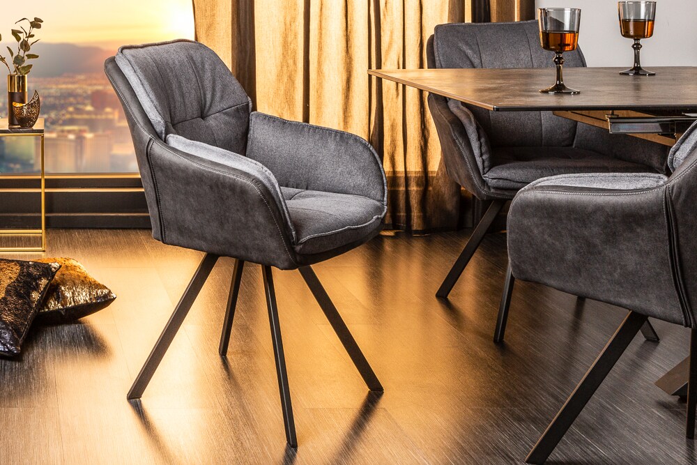 riess-ambiente Stuhl MR. LOUNGER - drehbar anthrazit grau Armlehne 